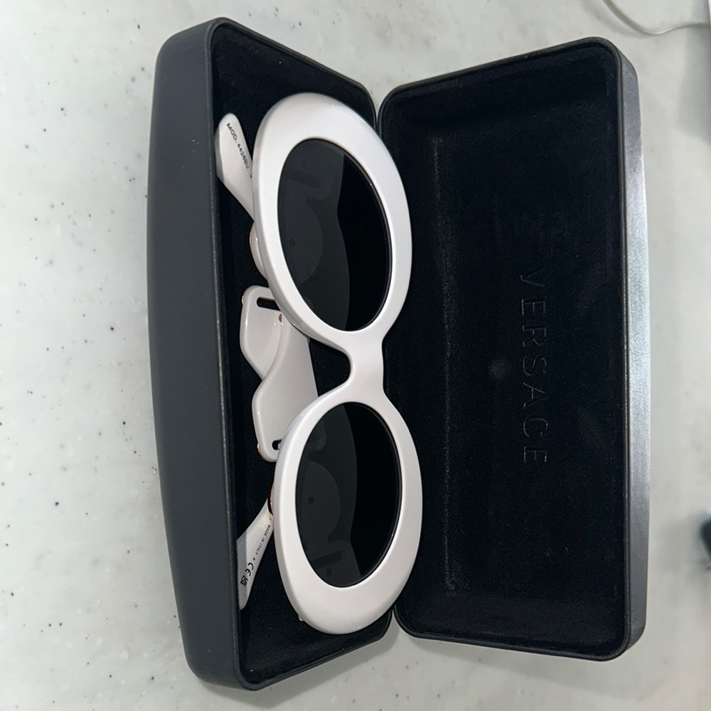 Versace White & Gold Medusa Sunglasses